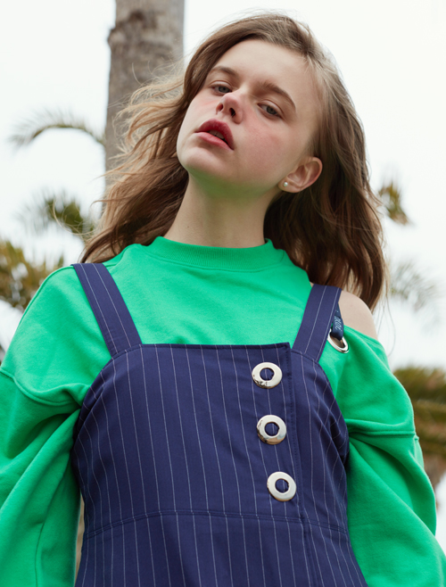 OIOI RIBBON SLIT JUMPER_ green