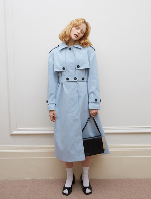 BUTTON POINT TRENCH COAT_sky blue