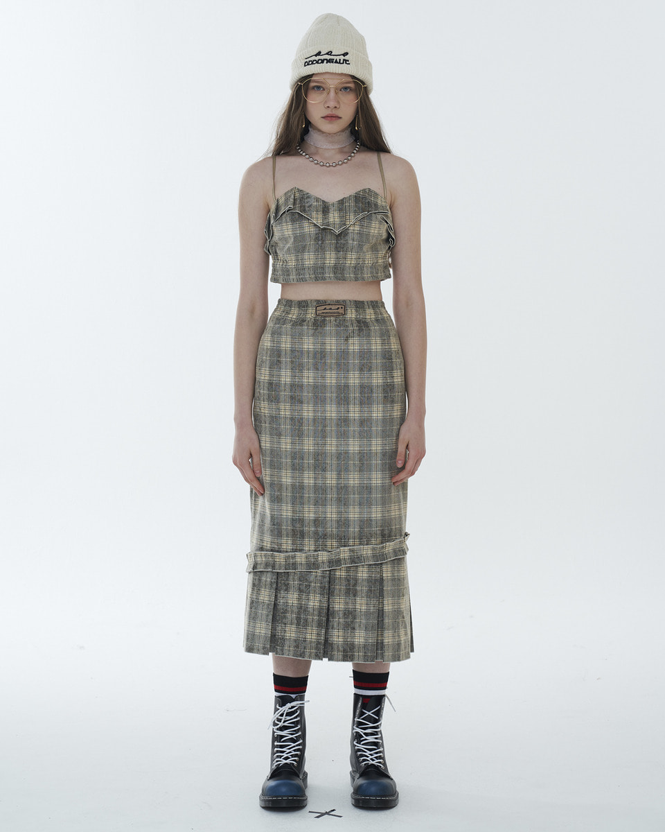 ODD ONE OUT CHECK VELVET 2PCS DRESS_IVORY CHECK